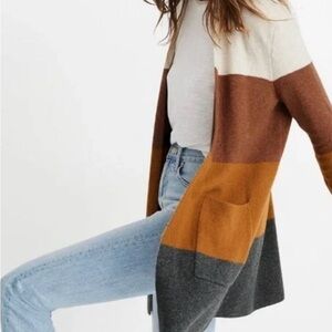Madewell Kent Striped Colorblock Cardigan Sweater Alpaca Wool Blend Size Small